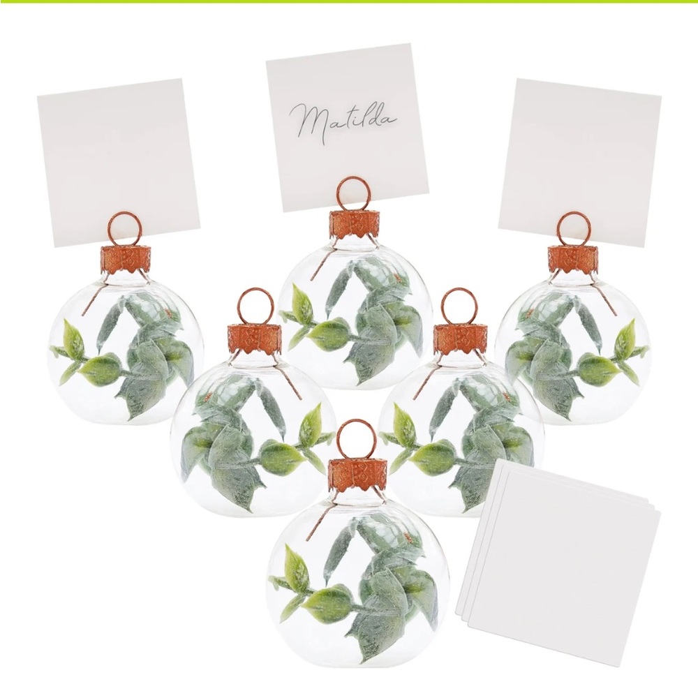 Set of Clear Glass Ornament placeholders  with Greenery